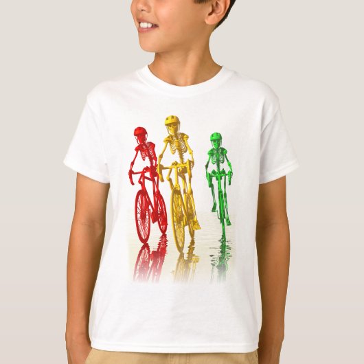 Skeletten op fietsen t-shirt (Voorkant)