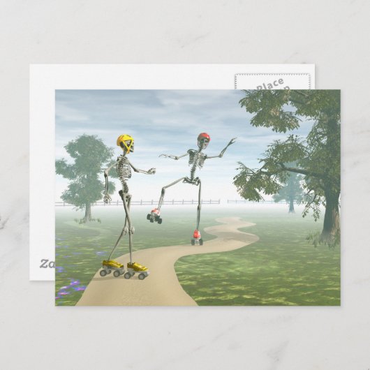 Skeletten op Schaatsen van Rollers Briefkaart (Voorkant / Achterkant)