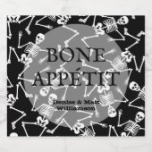 Skeletten op zwart likeurfles etiket (Enkel label)