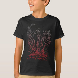 Skeletten rijzen op uit vlammen t-shirt