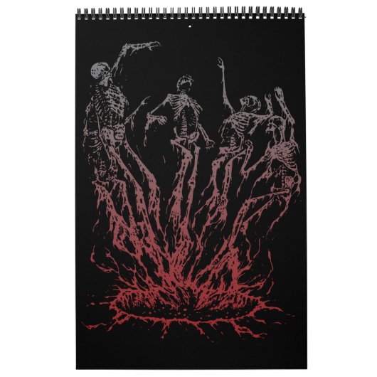 Skeletten rijzen uit de vlammen kalender (Hoes)
