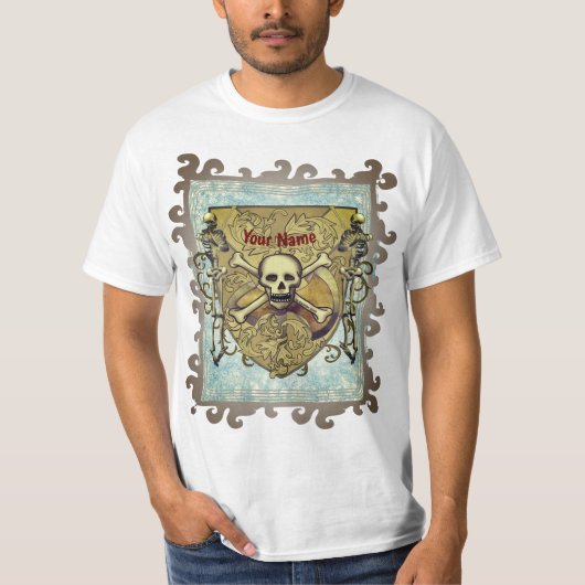 Skeletten Schedelschild T-shirt (Voorkant)