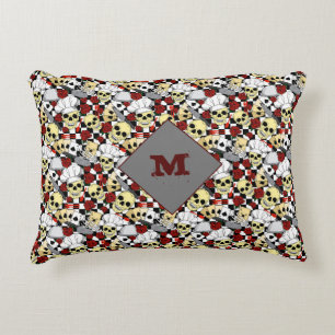 Skeletten Skulls in Chef Petten en Red Roses Print Accent Kussen