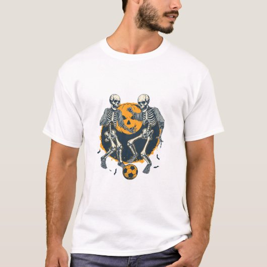Skeletten spelen voetbal met Halloween T-shirt (Voorkant)