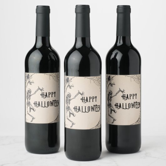  Skeletten Spider Adult Halloween Party Wijn Etiket (Flessen)