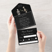 Skeletten tot de dood ons deel doen all in one uitnodiging (Afscheurbaar)