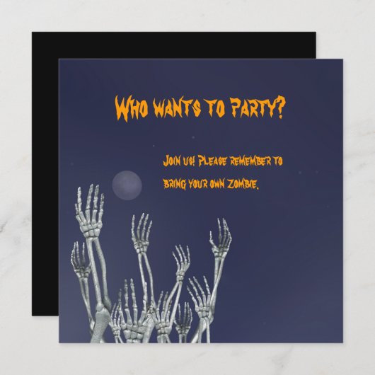 Skeletten - Uitnodiging voor een halloween-partij (Voorkant / Achterkant)