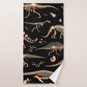 Skeletten van dinosaurussen en fossielenpatroon badhanddoek