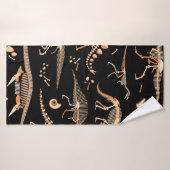 Skeletten van dinosaurussen en fossielenpatroon badhanddoek (Badhanddoek)