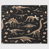 Skeletten van dinosaurussen en fossielenpatroon cadeaupapier (Vlak)