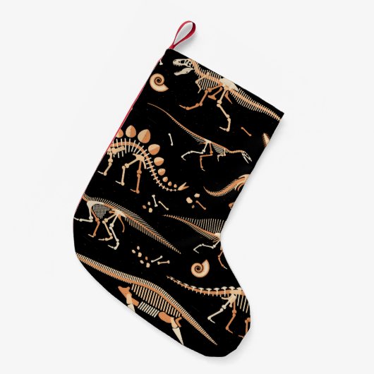 Skeletten van dinosaurussen en fossielenpatroon kleine kerstsok (Voorkant (Hangend))