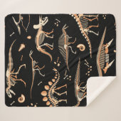 Skeletten van dinosaurussen en fossielenpatroon sherpa deken (Voorkant (horizontaal))