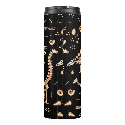 Skeletten van dinosaurussen en fossielenpatroon thermosbeker (Achterkant)
