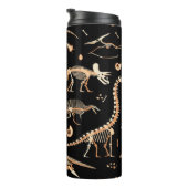 Skeletten van dinosaurussen en fossielenpatroon thermosbeker (Geroteerd rechts)