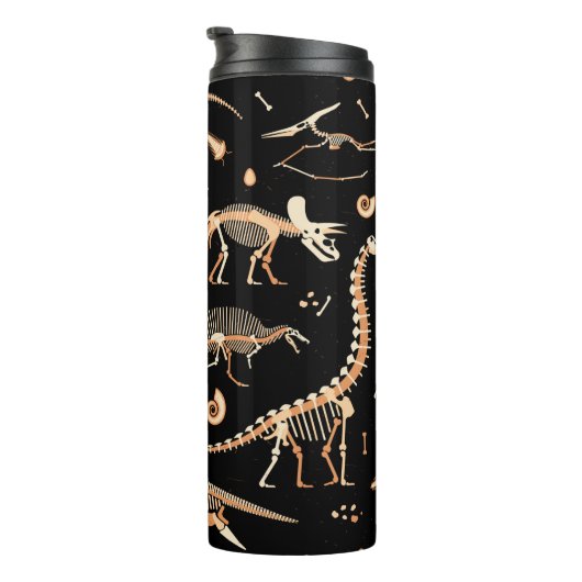 Skeletten van dinosaurussen en fossielenpatroon thermosbeker (Geroteerd rechts)