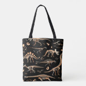 Skeletten van dinosaurussen en fossielenpatroon tote bag (Achterkant)