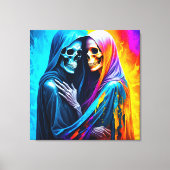 Skeletten verpakt in een regenboog canvas afdruk (Voorkant)