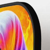 Skeletten verpakt in een regenboog gepersonaliseer pickleball paddle (Links Detail)