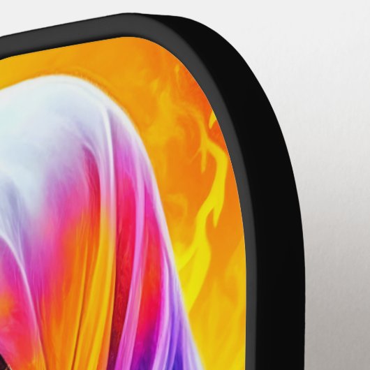 Skeletten verpakt in een regenboog gepersonaliseer pickleball paddle (Links Detail)