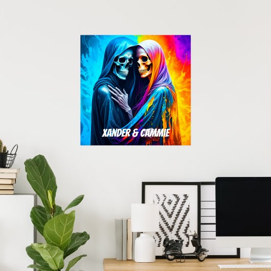 Skeletten verpakt in een regenboog gepersonaliseer poster (Thuiskantoor)