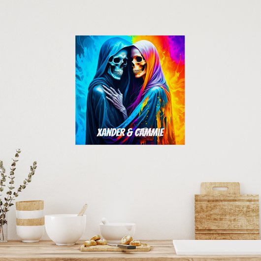 Skeletten verpakt in een regenboog gepersonaliseer poster (Keuken)