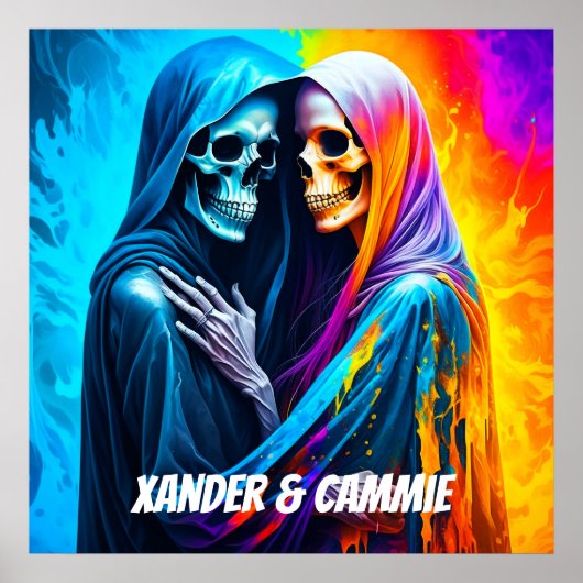 Skeletten verpakt in een regenboog gepersonaliseer poster (Voorkant)