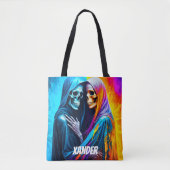 Skeletten verpakt in een regenboog gepersonaliseer tote bag (Voorkant)