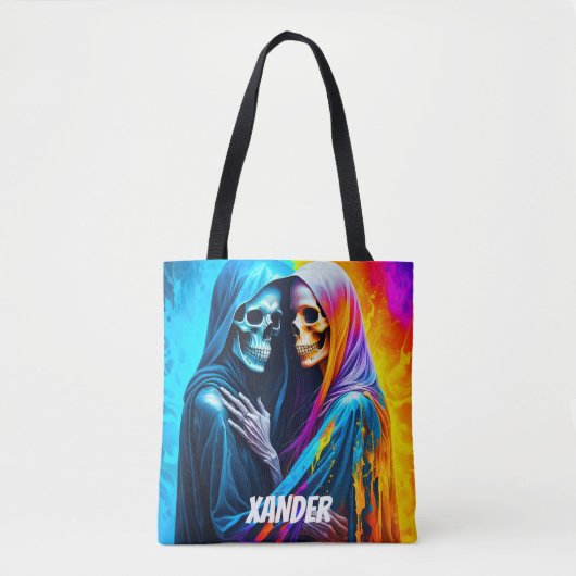 Skeletten verpakt in een regenboog gepersonaliseer tote bag (Voorkant)