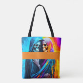 Skeletten verpakt in een regenboog gepersonaliseer tote bag (Achterkant)