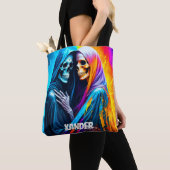 Skeletten verpakt in een regenboog gepersonaliseer tote bag (Dichtbij)