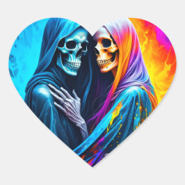 Skeletten verpakt in een regenboog hart sticker