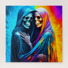 Skeletten verpakt in een regenboog legpuzzel
