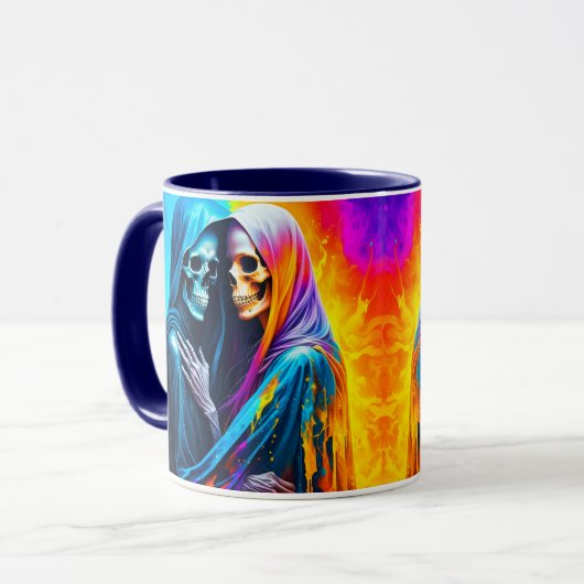 Skeletten verpakt in een regenboog mok (Voorkant links)