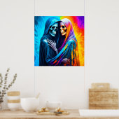 Skeletten verpakt in een regenboog poster (Keuken)