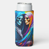 Skeletten verpakt in een regenboog seltzer blikjeskoeler (Seltzer Achterkant)