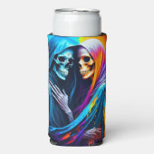 Skeletten verpakt in een regenboog seltzer blikjeskoeler (Seltzer Voorkant)