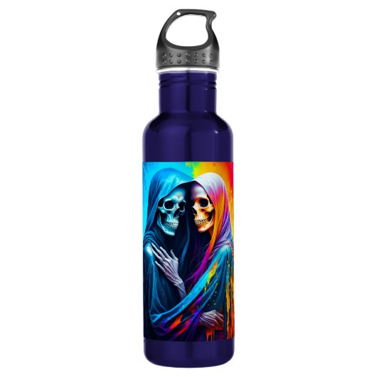 Skeletten verpakt in een regenboog waterfles (Voorkant)