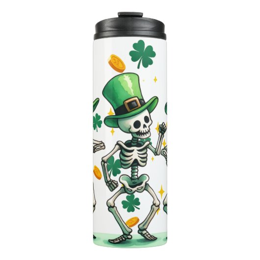 Skeletten vieren St. Patrick's Day Thermosbeker (Voorkant)