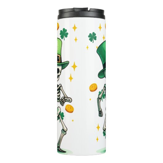 Skeletten vieren St. Patrick's Day Thermosbeker (Achterkant)