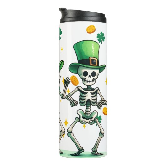 Skeletten vieren St. Patrick's Day Thermosbeker (Geroteerd rechts)