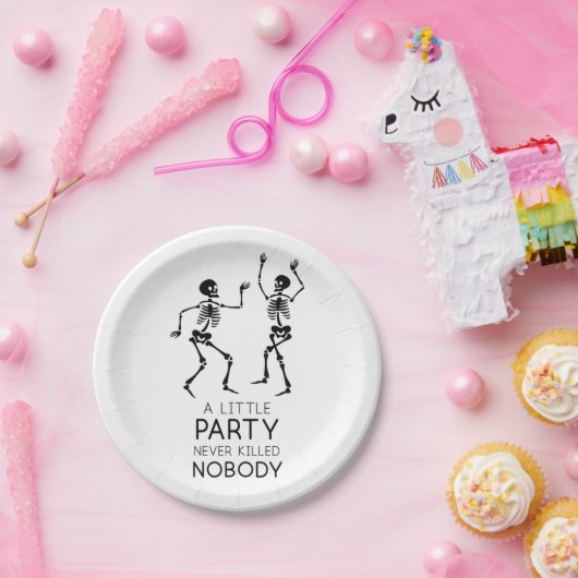Skeletten voor hedendaagse Halloween dansen Papieren Bordje (Feest)