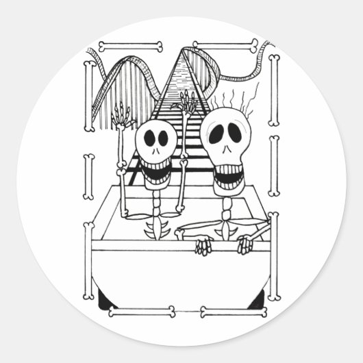Skeletten voor het spoelen van Onderzetters op rol Ronde Sticker (Voorkant)