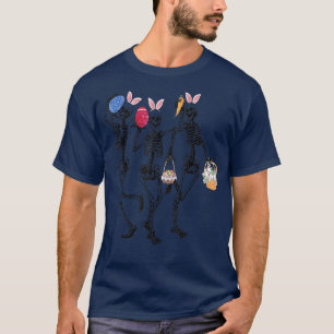 Skeletten voor paasdagen die Bunny Ear dansen T-shirt