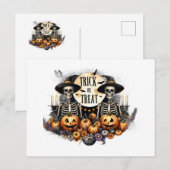 Skeletten Vroegen om Snoep of Streken Halloween An Uitnodiging Briefkaart (Voorkant / Achterkant)
