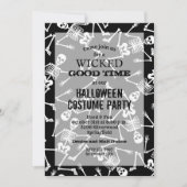 Skeletten Zwarte Halloween Party-uitnodigingen (Voorkant)