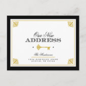 Skelettoets | Nieuw zwart en Gold-adres Aankondigingskaart (Voorkant)