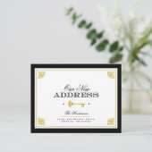 Skelettoets | Nieuw zwart en Gold-adres Aankondigingskaart (Staand voorkant)