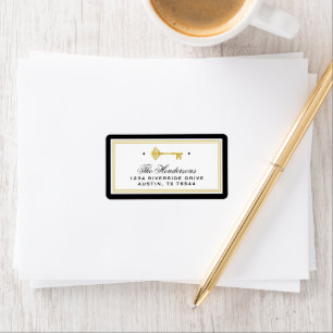 Skelettoets   Nieuw zwart en Gold-adres Etiket