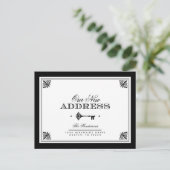 Skelettoets | Nieuw zwart-wit adres Aankondigingskaart (Staand voorkant)