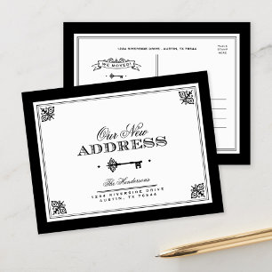 Skelettoets   Nieuw zwart-wit adres Aankondigingskaart